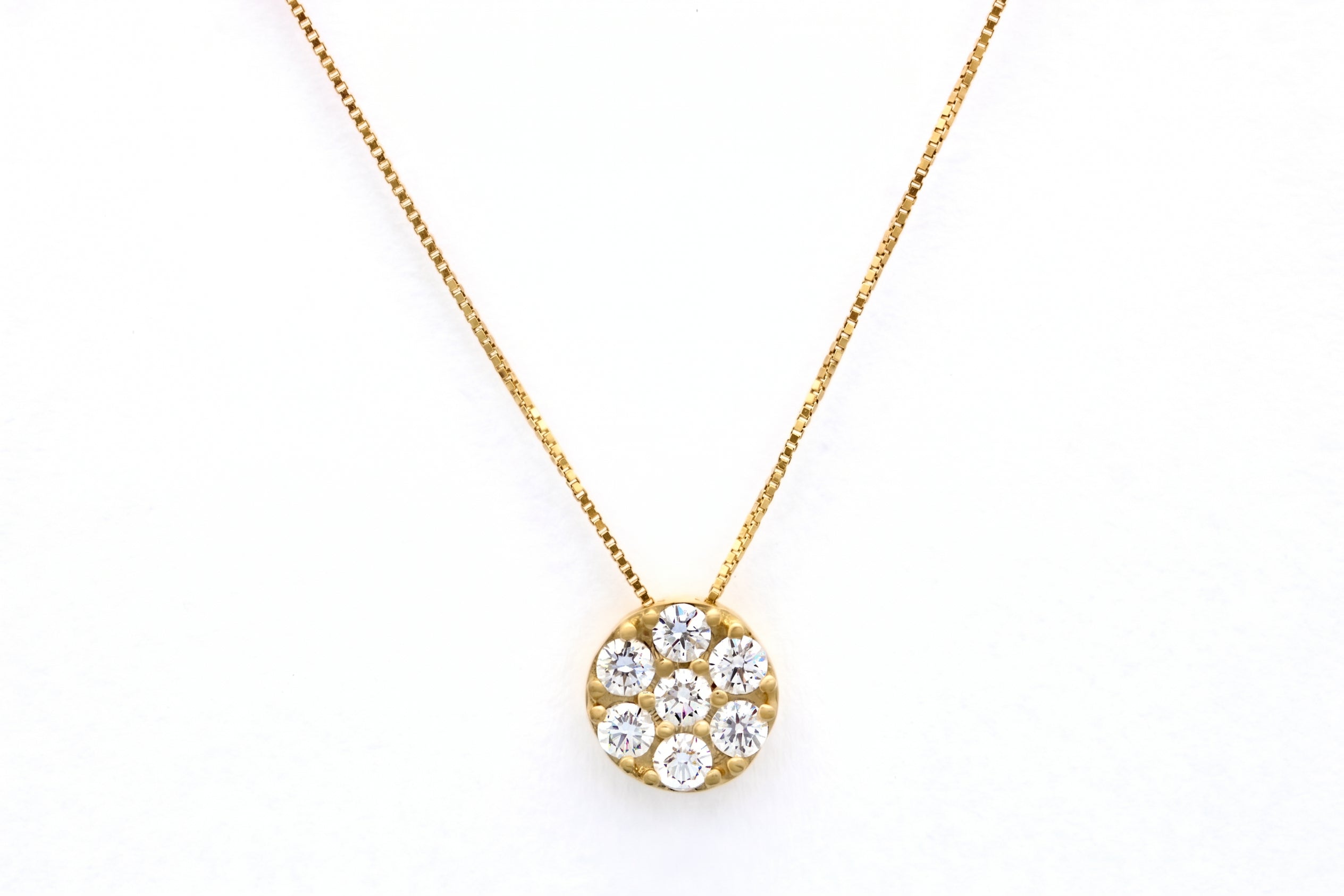 14K Yellow Gold Circle Pendant with Diamonds