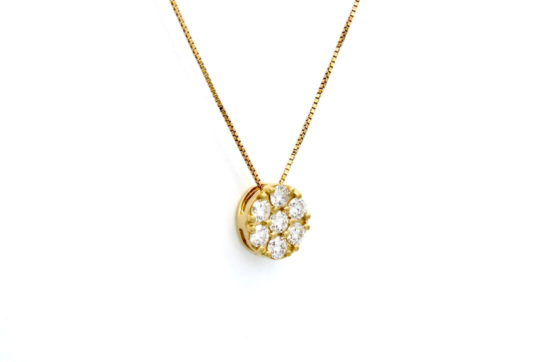 14K Yellow Gold Circle Pendant with Diamonds
