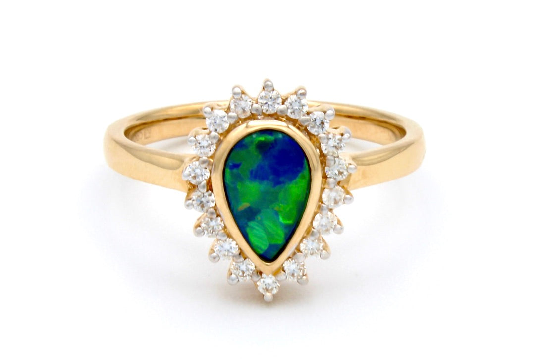14K YG Opal & Diamond Ring