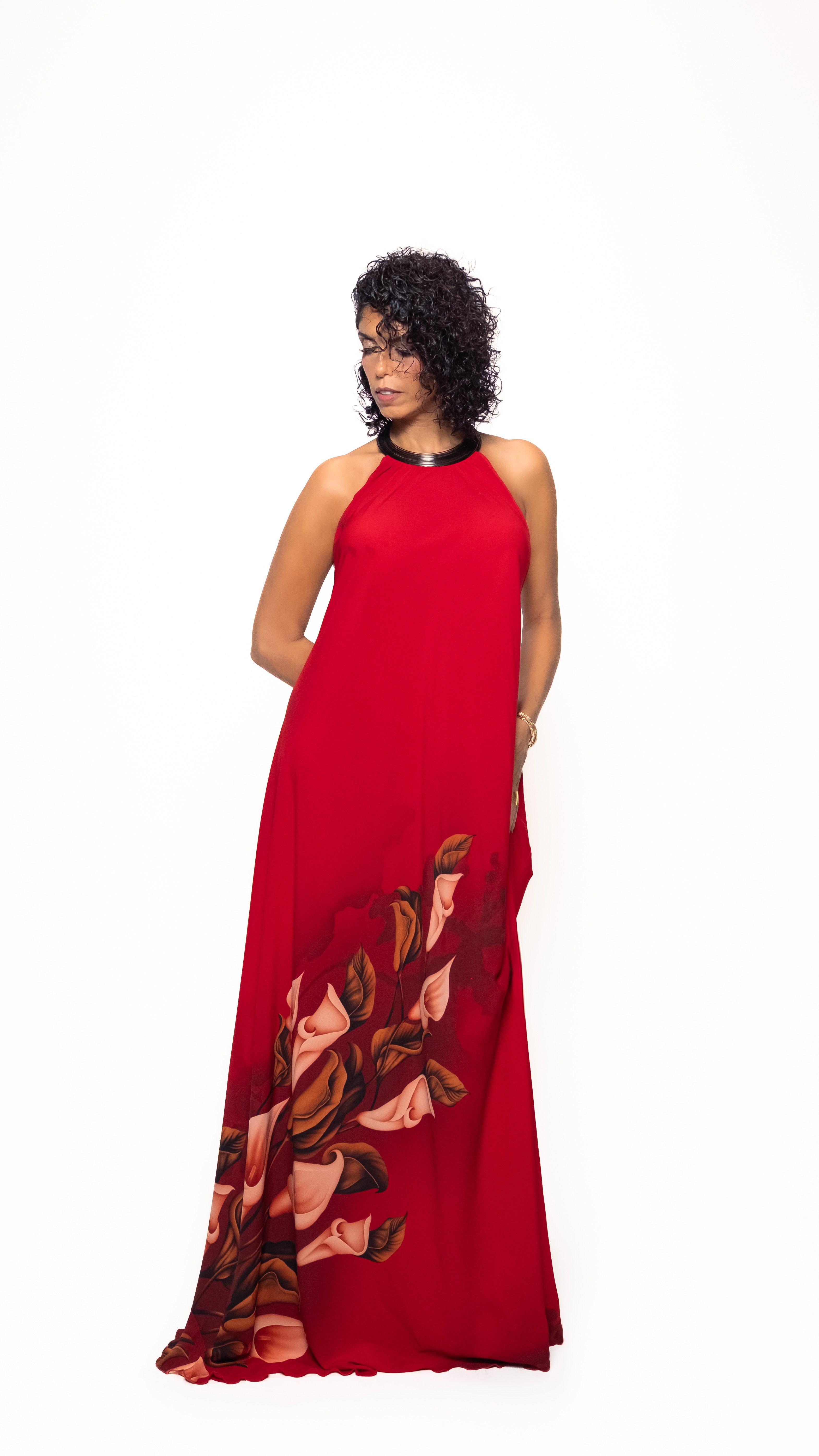 Red Bell Collar Dress