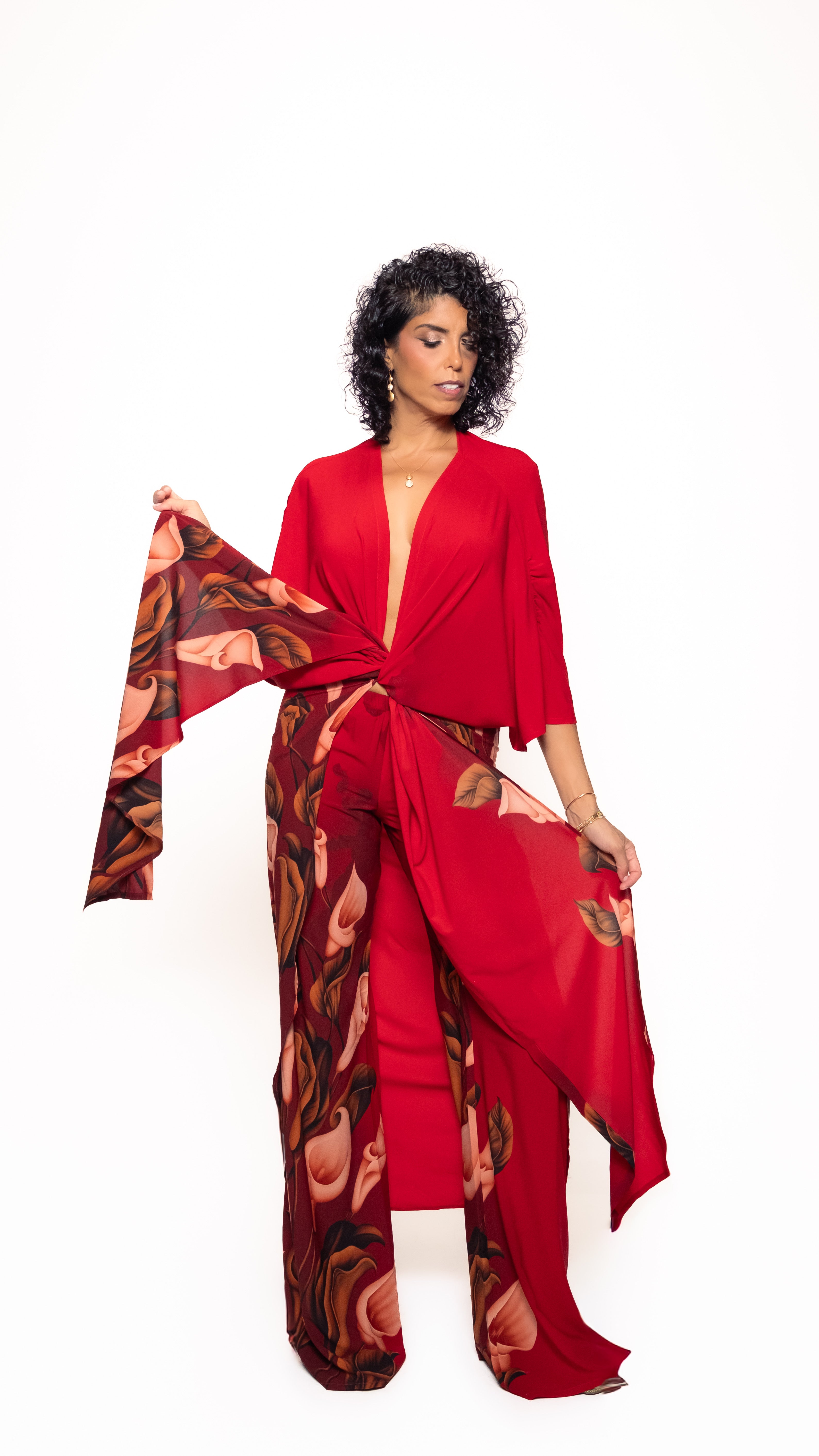 Red Bell Kimono & Palazzo Set