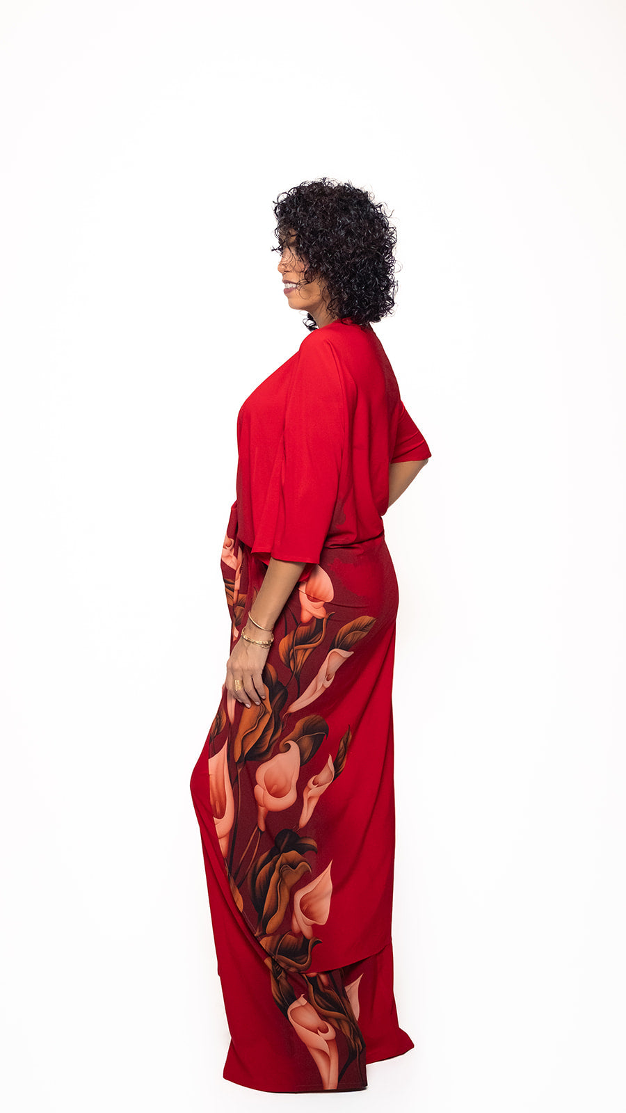 Red Bell Kimono & Palazzo Set