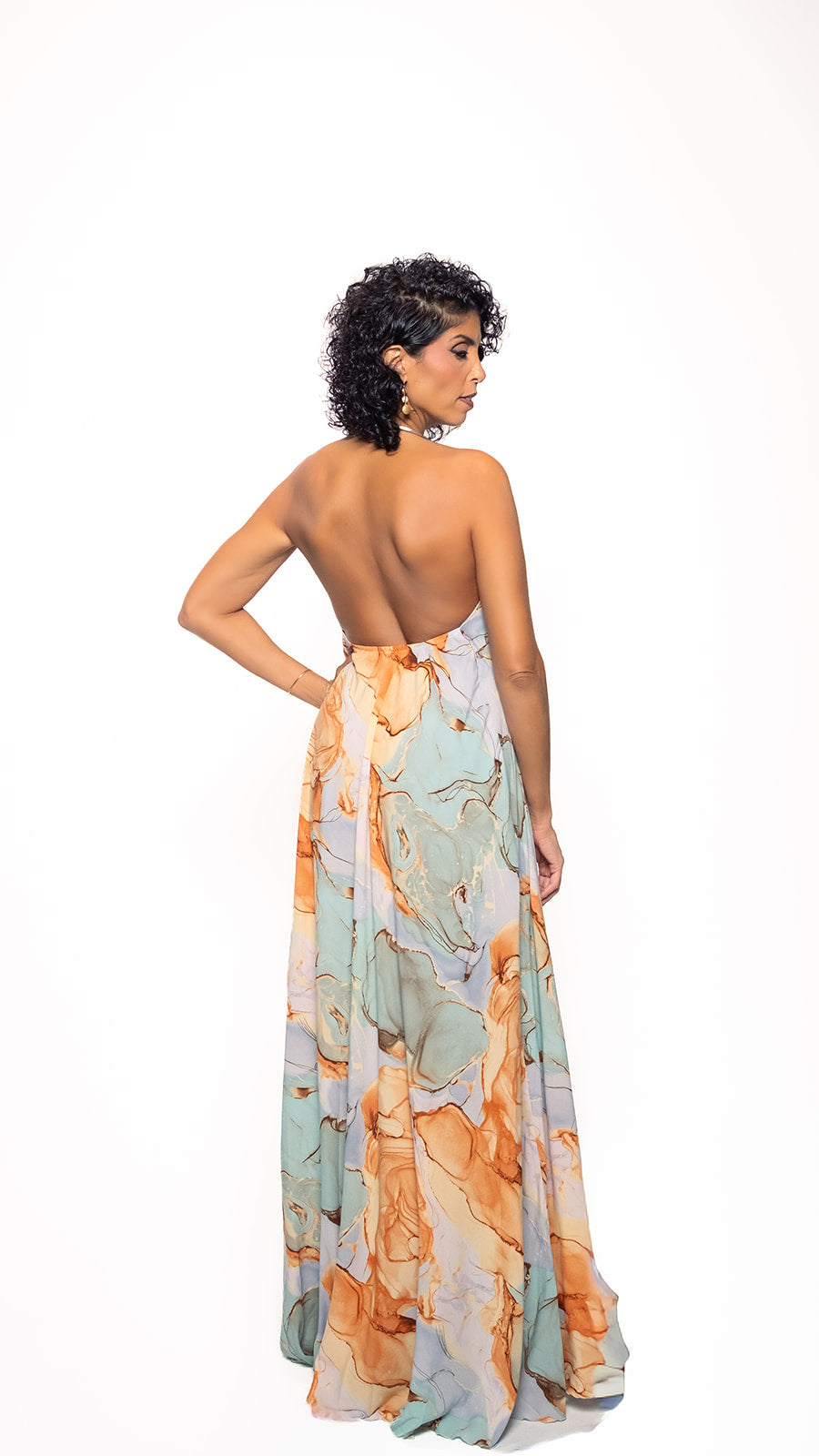 Peach Bloom Sea Glass Collar Dress
