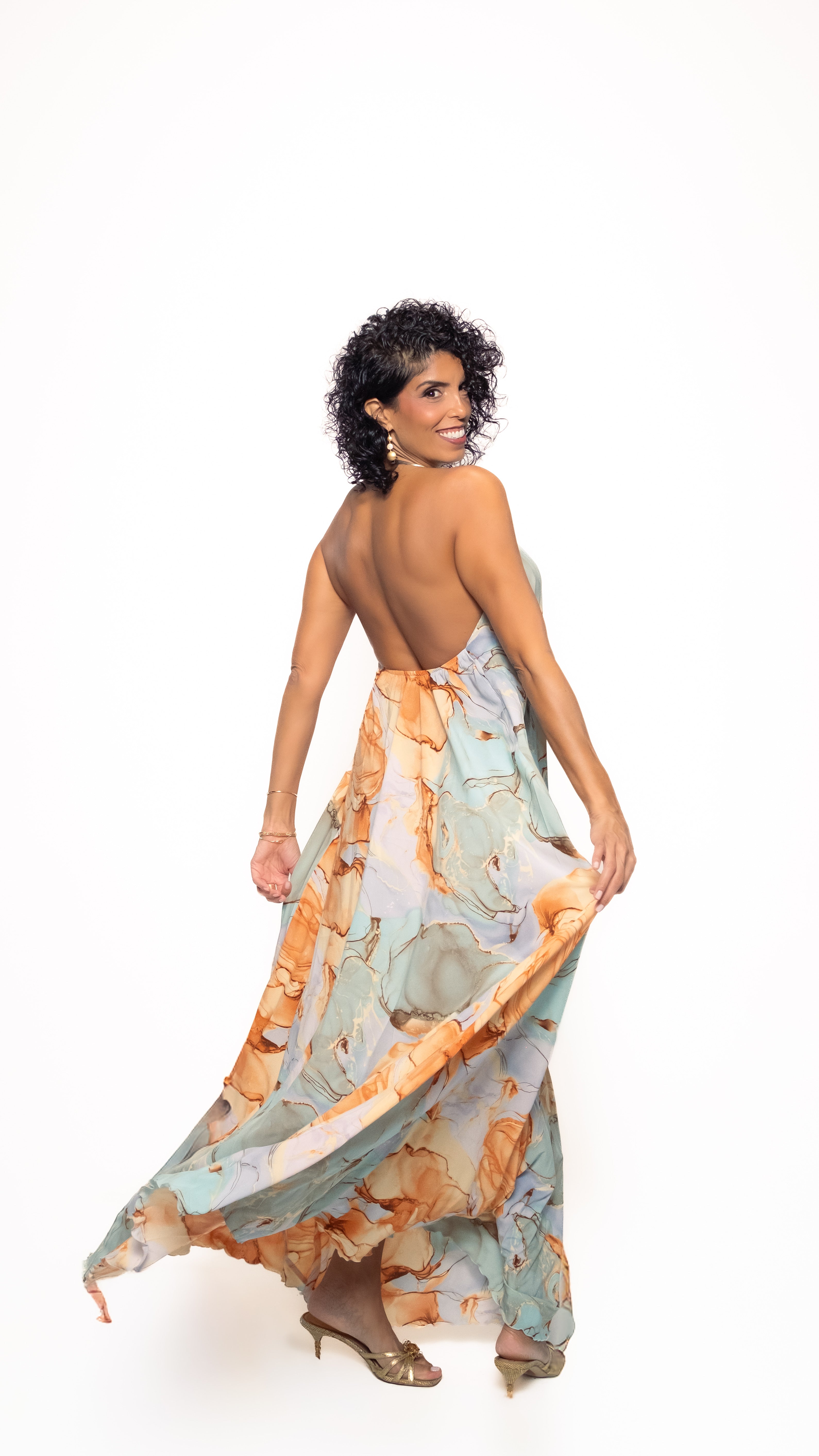 Peach Bloom Sea Glass Collar Dress