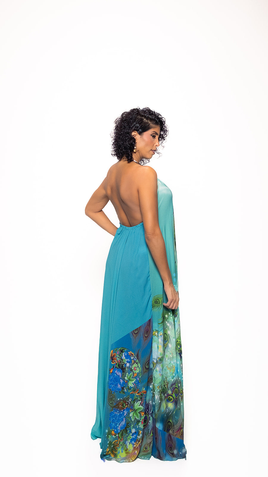 Turquoise Peacock Collar Dress