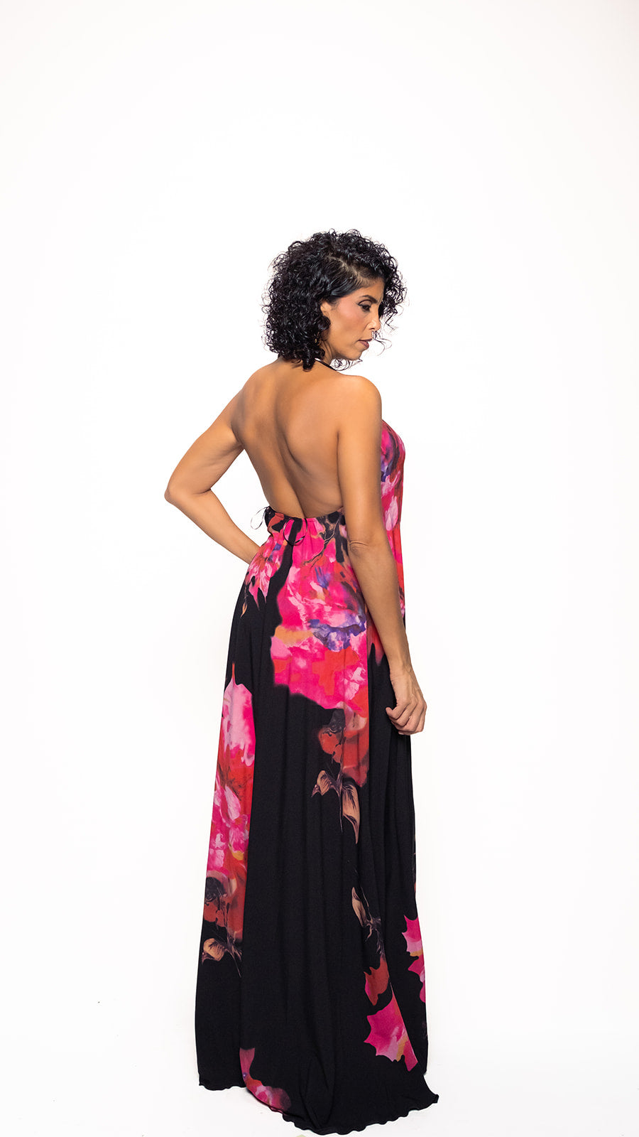 Midnight Hibiscus Collar Dress