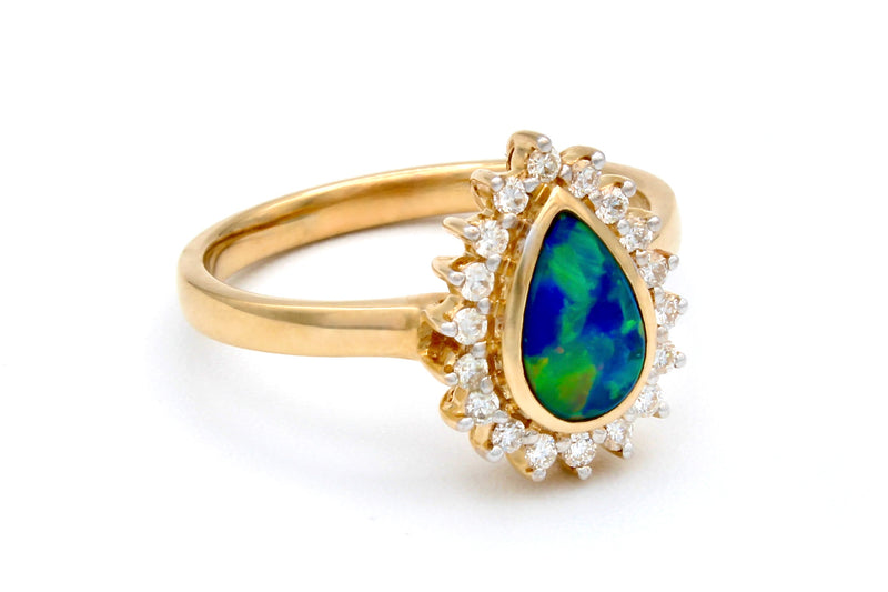 14K YG Opal & Diamond Ring